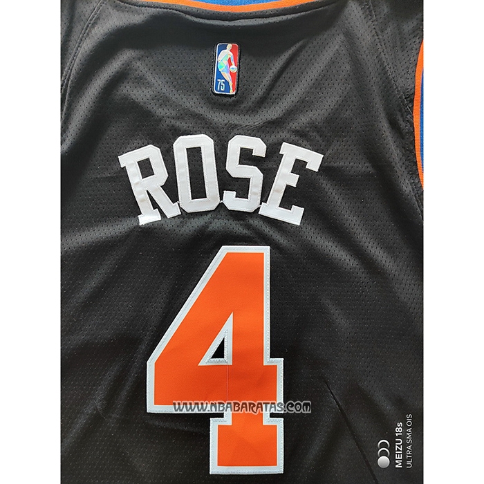 Camiseta New York Knicks Derrick Rose #4 Ciudad 2021-22 Negro